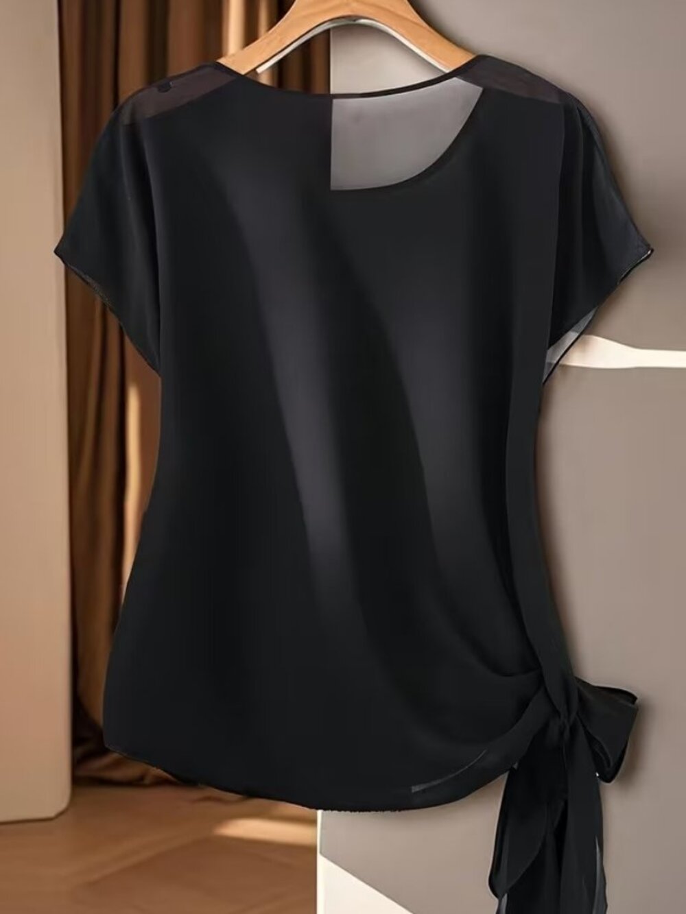 Black Chiffon Blouse - NEW